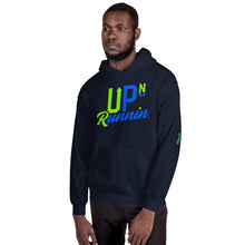 Load image into Gallery viewer, Up-N-Runnin Hooded Sweatshirt Lime Green/Blue