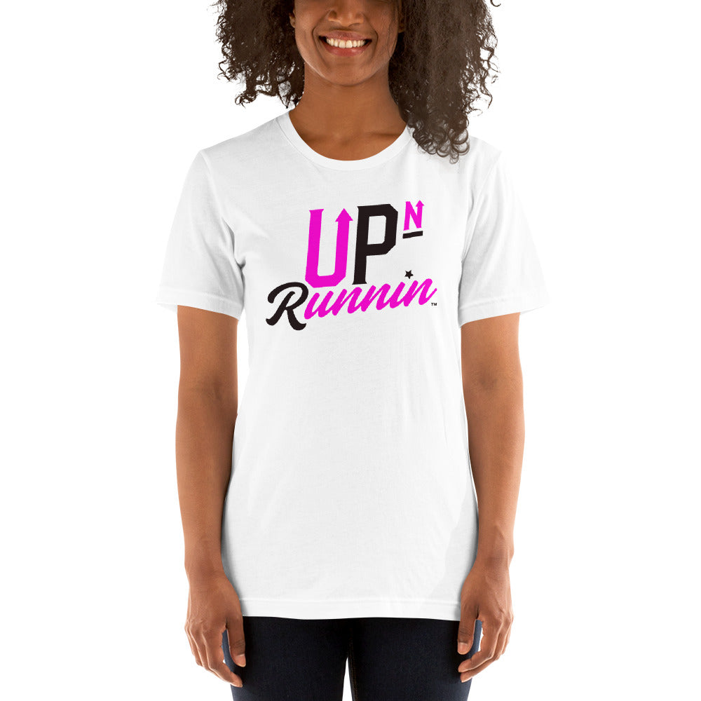 Up-N-Runnin Short-Sleeve Unisex T-Shirt Black/Hot Pink