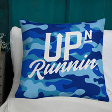 Load image into Gallery viewer, Blue Camo Up-N-Runnin Premium Pillow