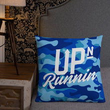 Load image into Gallery viewer, Blue Camo Up-N-Runnin Premium Pillow