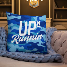 Load image into Gallery viewer, Blue Camo Up-N-Runnin Premium Pillow