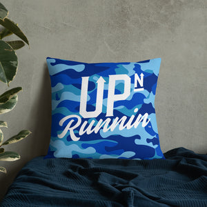 Blue Camo Up-N-Runnin Premium Pillow