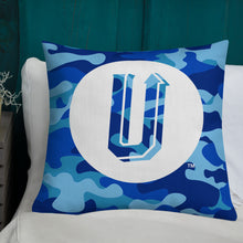 Load image into Gallery viewer, Blue Camo Up-N-Runnin Premium Pillow