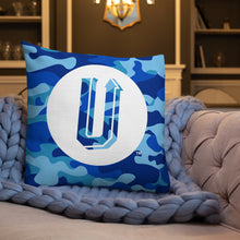 Load image into Gallery viewer, Blue Camo Up-N-Runnin Premium Pillow