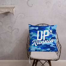 Load image into Gallery viewer, Blue Camo Up-N-Runnin Premium Pillow