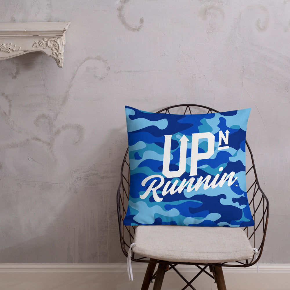 Blue Camo Up-N-Runnin Premium Pillow