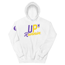 Load image into Gallery viewer, Up-N-Runnin Hooded Sweatshirt &quot;Yellow/Purple&quot;