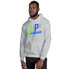 Load image into Gallery viewer, Up-N-Runnin Hooded Sweatshirt Lime Green/Blue