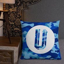 Load image into Gallery viewer, Blue Camo Up-N-Runnin Premium Pillow