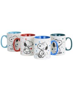 Gibson Peanuts Freckled Joy 15oz Stoneware 4 Piece Mug Set in Assorted Designs