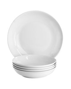 Gibson Home Great Essentials 5 Piece Fine Ceramic Serving Bowl and Pasta Bowl Set in White