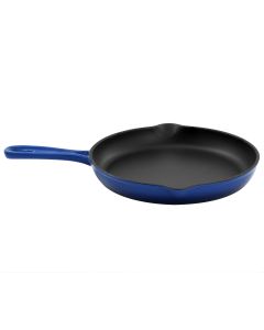 MegaChef Round 10.25 Inch Enameled Cast Iron Skillet in Gradient Dark Blue
